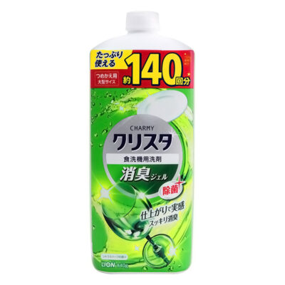 Lion CHARMY Crysta Clear Gel – Trauku mazgājamās mašīnas gēls ar citrusaugļu un garšaugu aromātu 840ml