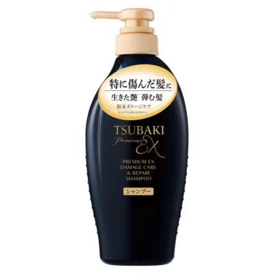 TSUBAKI Premium EX Damage Care & Repair Shampoo - Mitrinošs šampūns bojātu, sausu un nepaklausīgu matu kopšanai 450ml