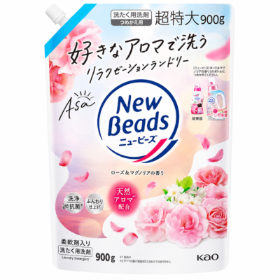 Kao New Beads Luxe Craft Rose & Magnolia – Šķidrais veļas mazgāšanas līdzeklis 900g